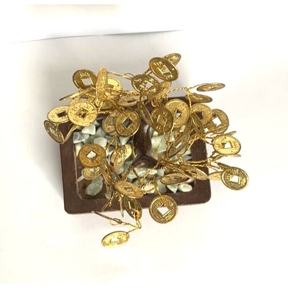 Money Gold Coin Wire Wrap Tree Fengshui Decorative Tree Size 6" X 4" X 3" - Picture 9 of 12